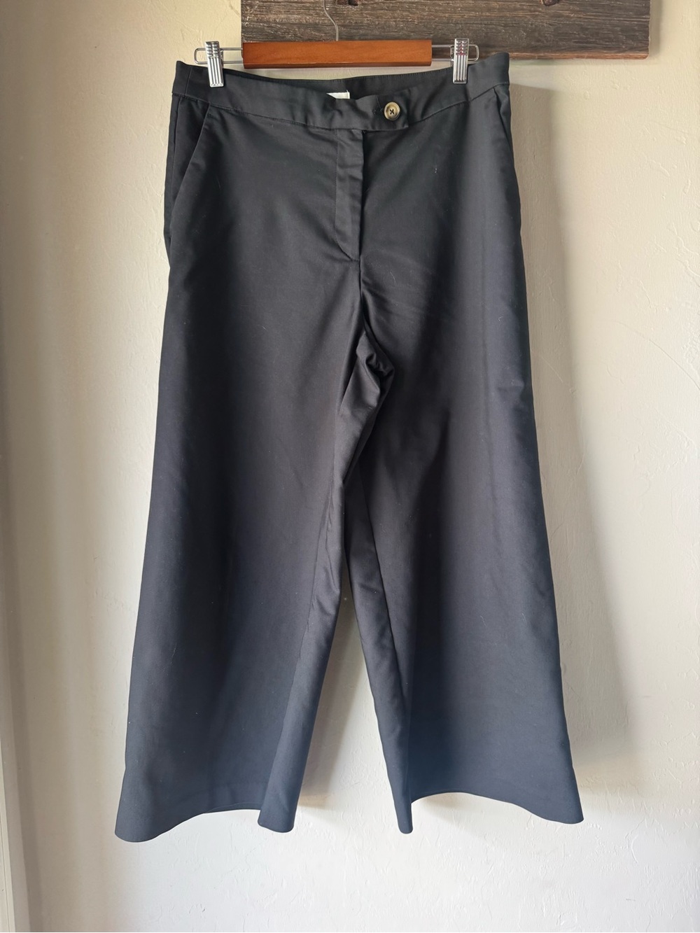H&M Cropped Wide-Leg Trousers Black 14